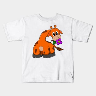 Giraffe with Flower Kids T-Shirt